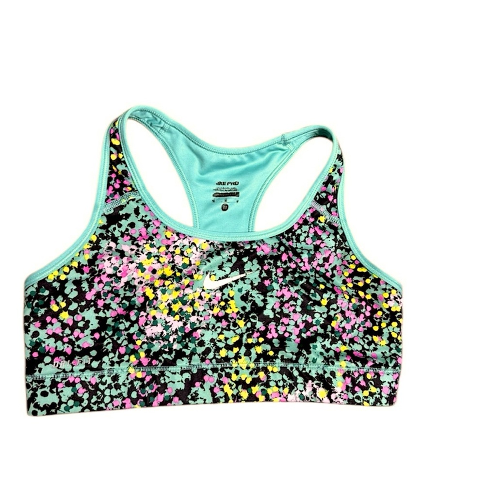 Nike Pro Teal and Pink Sports Bra size medium exercise athletic running hiking